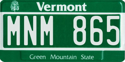 VT license plate MNM865