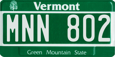 VT license plate MNN802