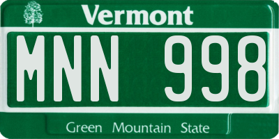 VT license plate MNN998