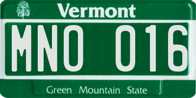 VT license plate MNO016