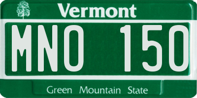 VT license plate MNO150