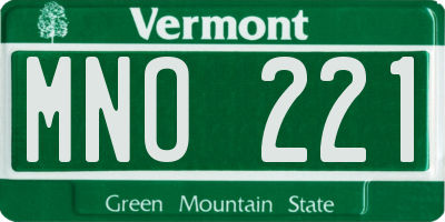 VT license plate MNO221