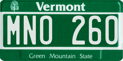 VT license plate MNO260