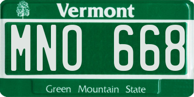 VT license plate MNO668