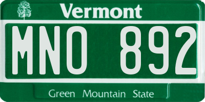 VT license plate MNO892