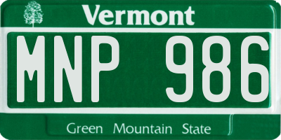 VT license plate MNP986