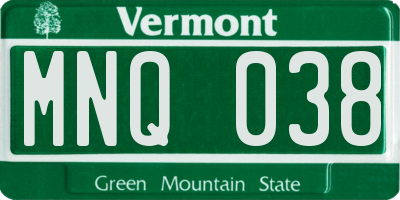 VT license plate MNQ038