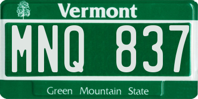 VT license plate MNQ837
