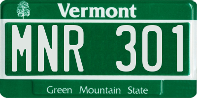 VT license plate MNR301
