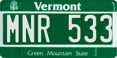 VT license plate MNR533