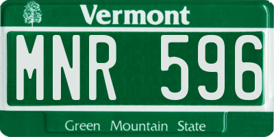 VT license plate MNR596