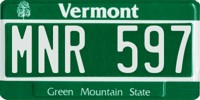 VT license plate MNR597