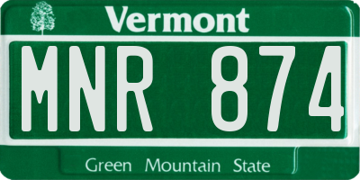 VT license plate MNR874
