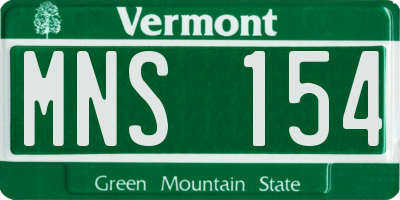 VT license plate MNS154