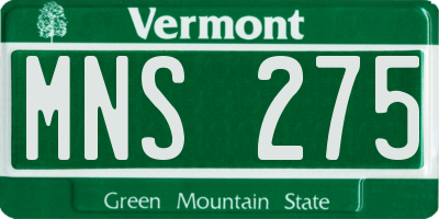 VT license plate MNS275