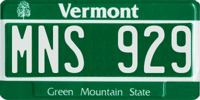 VT license plate MNS929