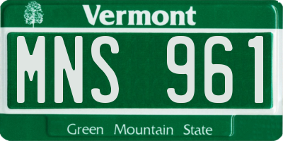 VT license plate MNS961