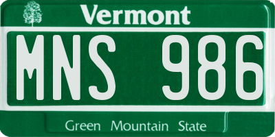 VT license plate MNS986