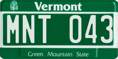 VT license plate MNT043