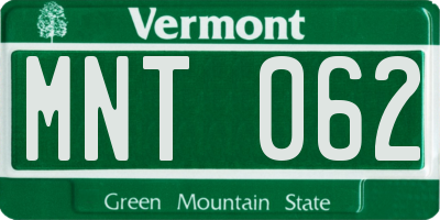 VT license plate MNT062