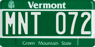 VT license plate MNT072