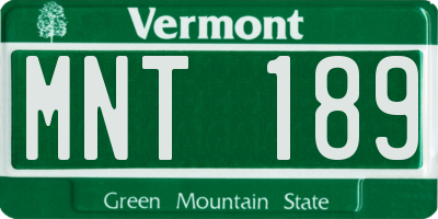 VT license plate MNT189
