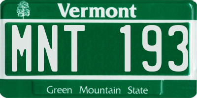 VT license plate MNT193
