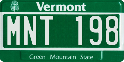 VT license plate MNT198