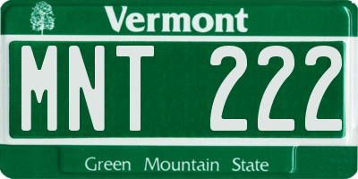 VT license plate MNT222