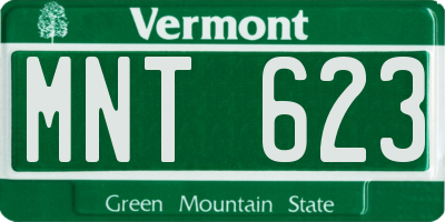 VT license plate MNT623