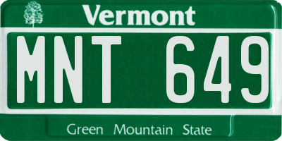 VT license plate MNT649