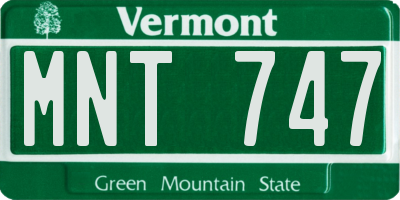 VT license plate MNT747