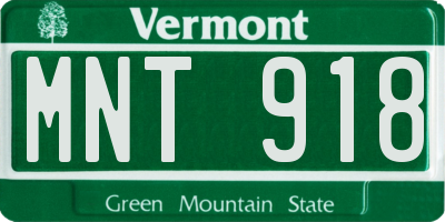 VT license plate MNT918