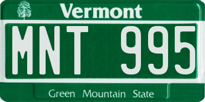 VT license plate MNT995