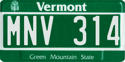 VT license plate MNV314