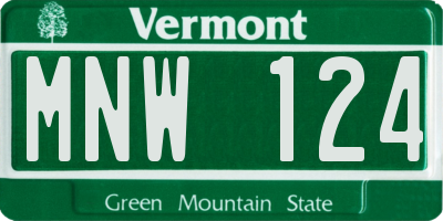 VT license plate MNW124