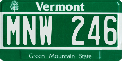 VT license plate MNW246