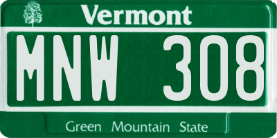 VT license plate MNW308