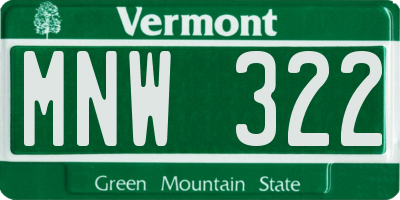 VT license plate MNW322