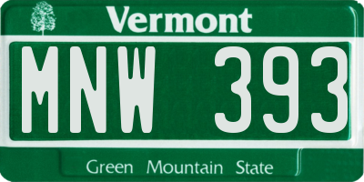VT license plate MNW393