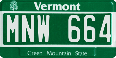 VT license plate MNW664