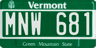 VT license plate MNW681
