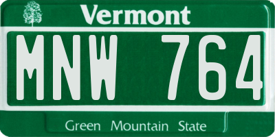 VT license plate MNW764