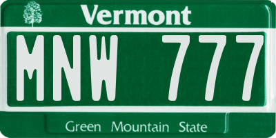 VT license plate MNW777