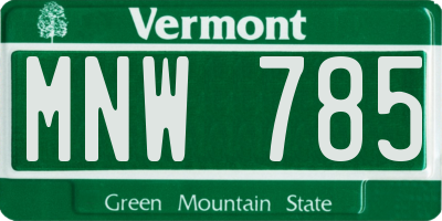 VT license plate MNW785
