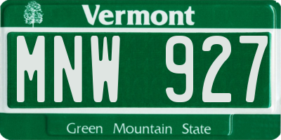 VT license plate MNW927