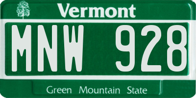 VT license plate MNW928