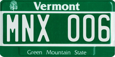 VT license plate MNX006