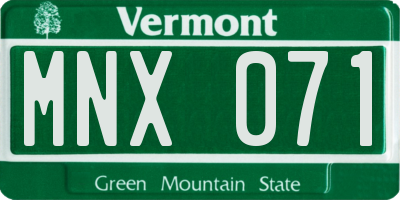 VT license plate MNX071