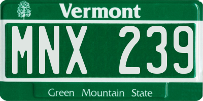 VT license plate MNX239